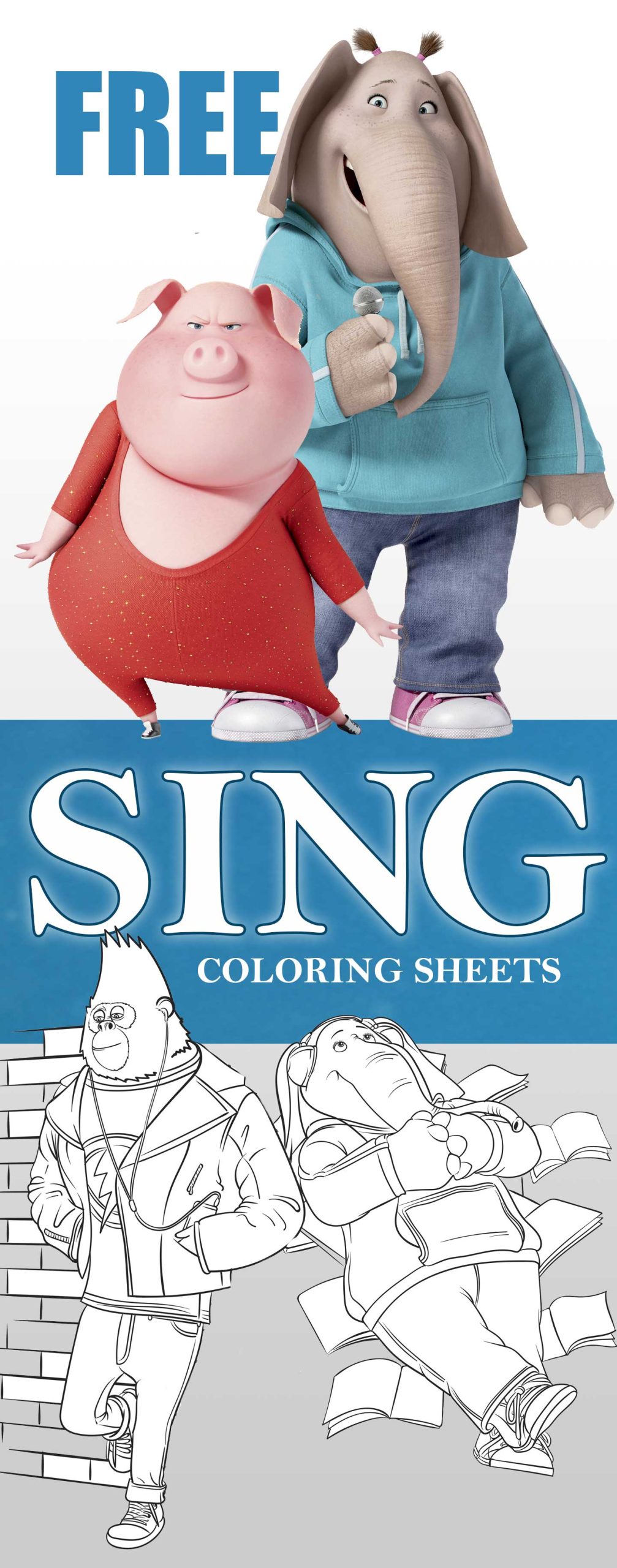 Sing coloring pages sing movie printables and activity sheets