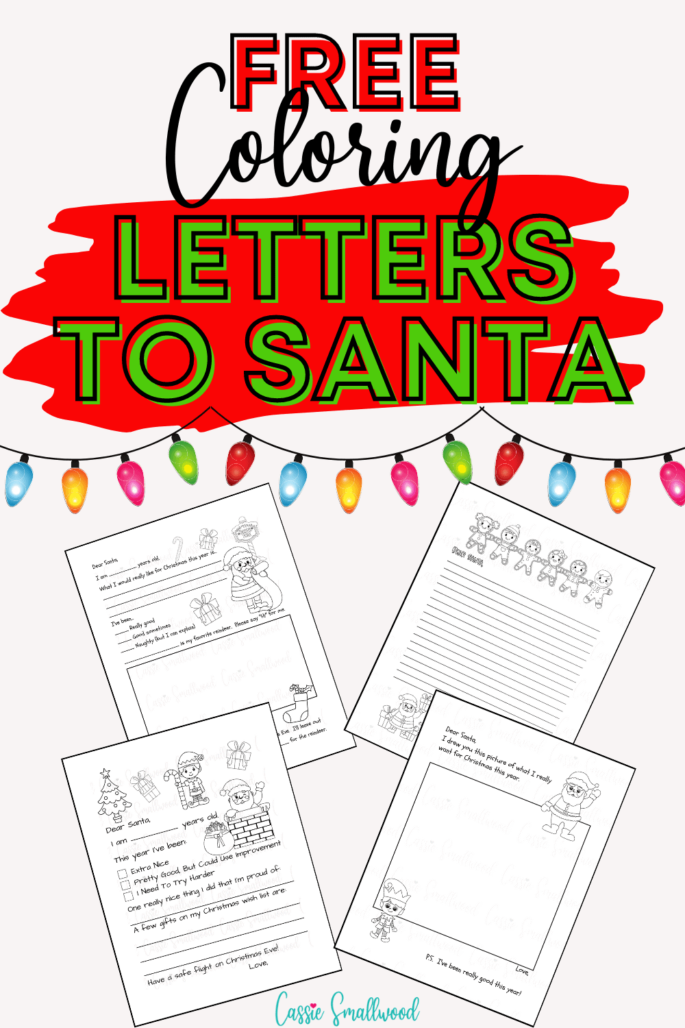 Coloring letter to santa templates