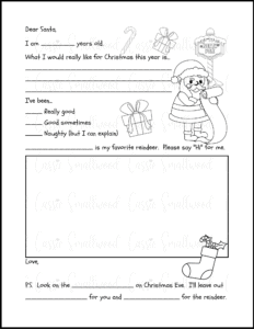 Coloring letter to santa templates