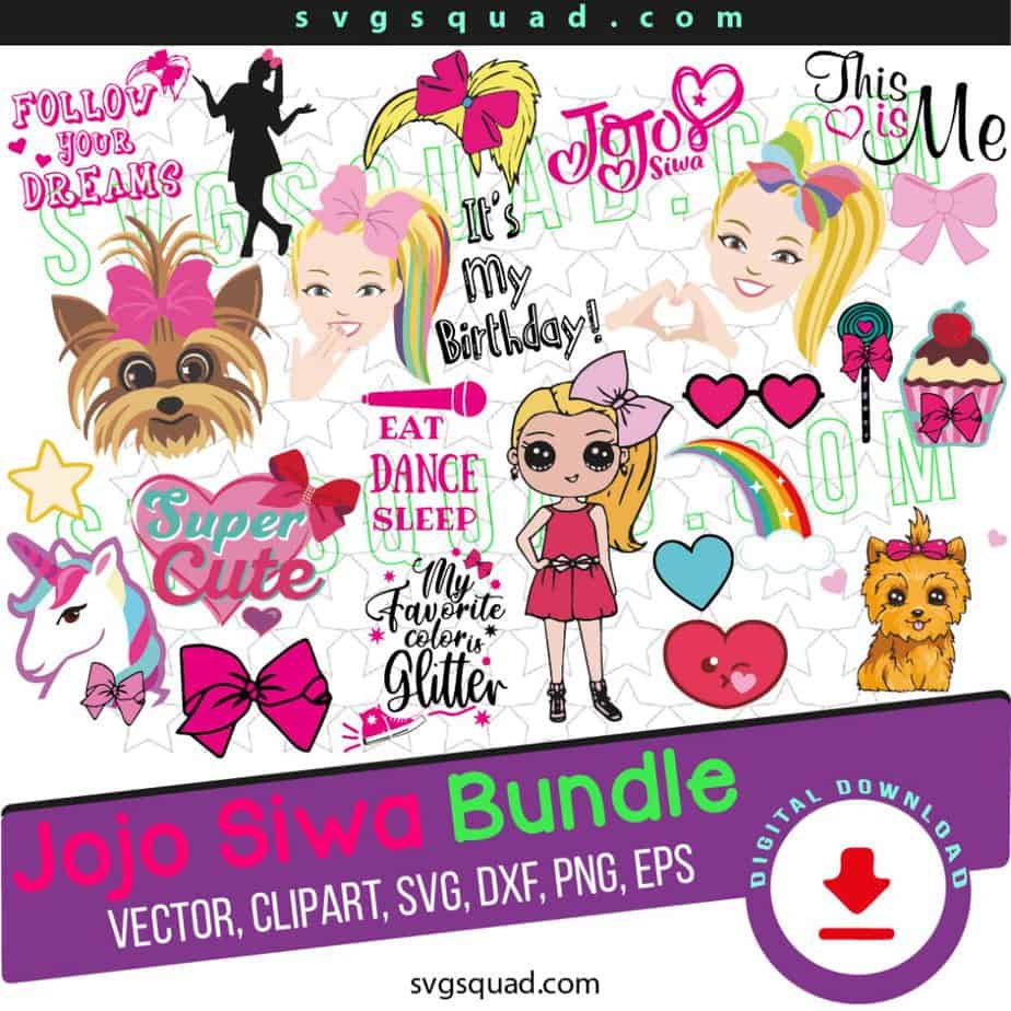 Jojo siwa svg mega bundle png dxf eps jojo siwa clipart