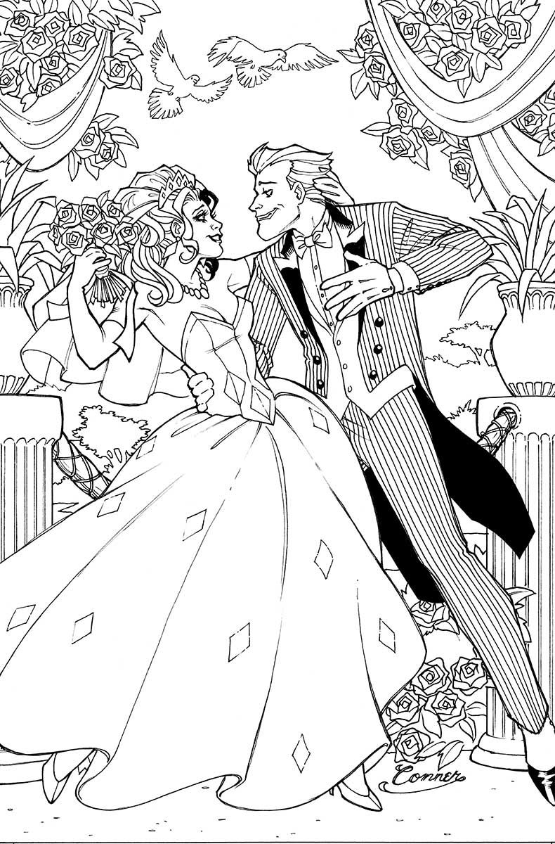 Harley quinn joker wedding wedding coloring pages joker and harley quinn superhero coloring pages