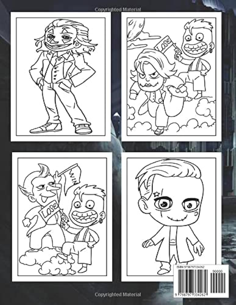 Joker chibi coloring book an awesome coloring book giving many images of joker chibi a way for relaxation and stress relief phil baldwin books