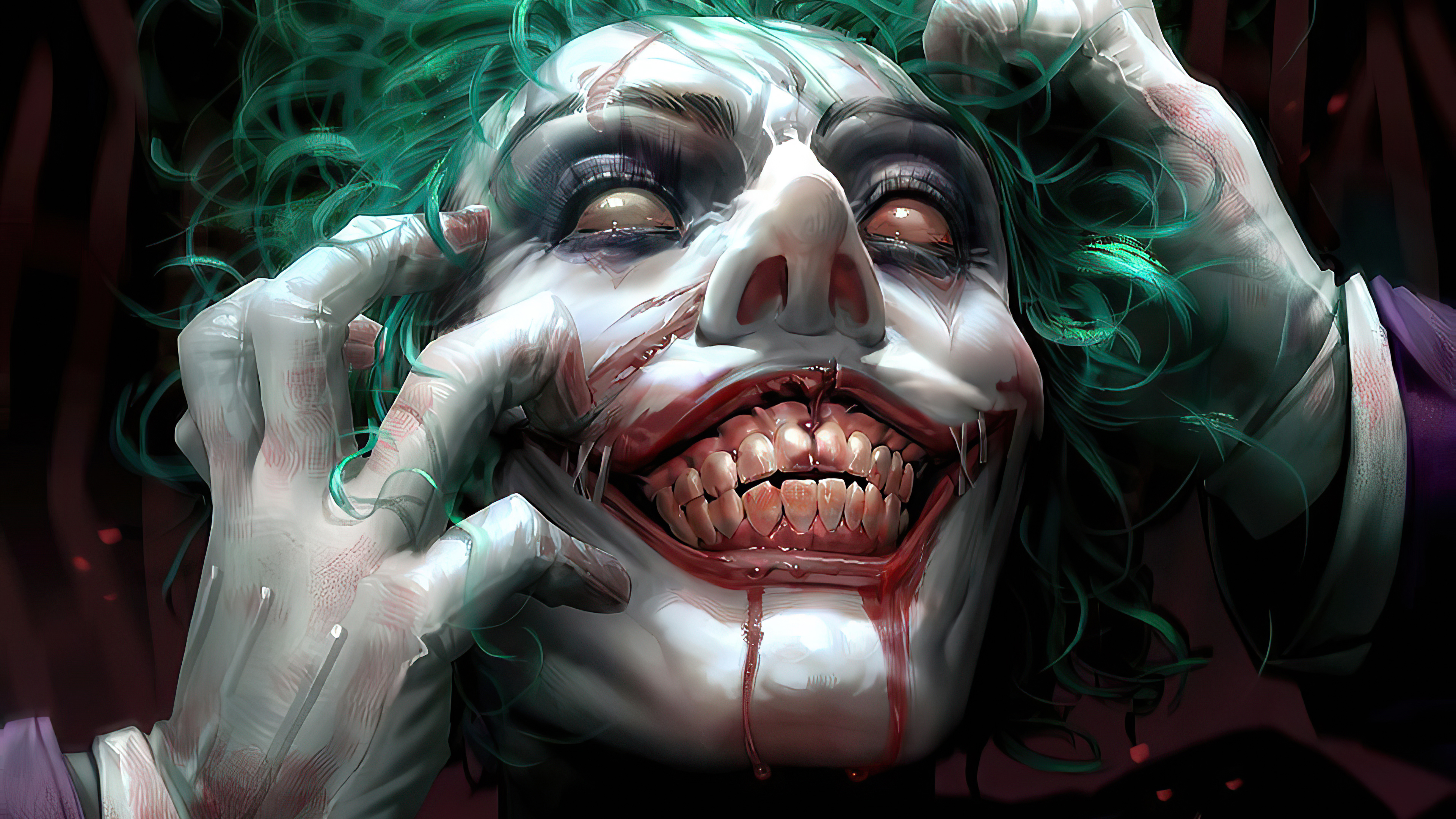 Joker face closeup k hd superheroes k wallpapers images backgrounds photos and pictures