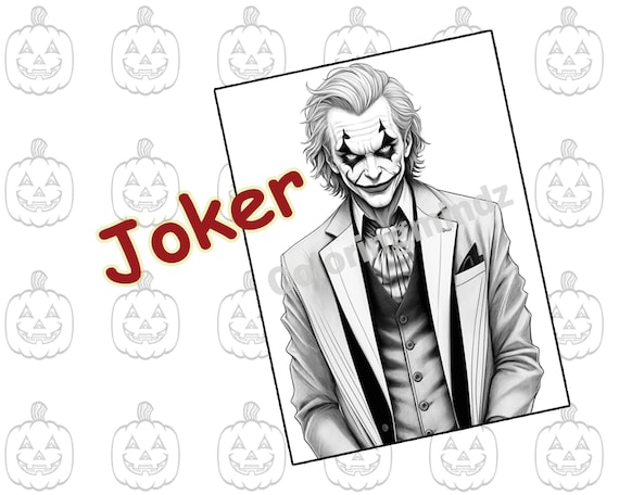 Joker image halloween black and white adult coloring pages