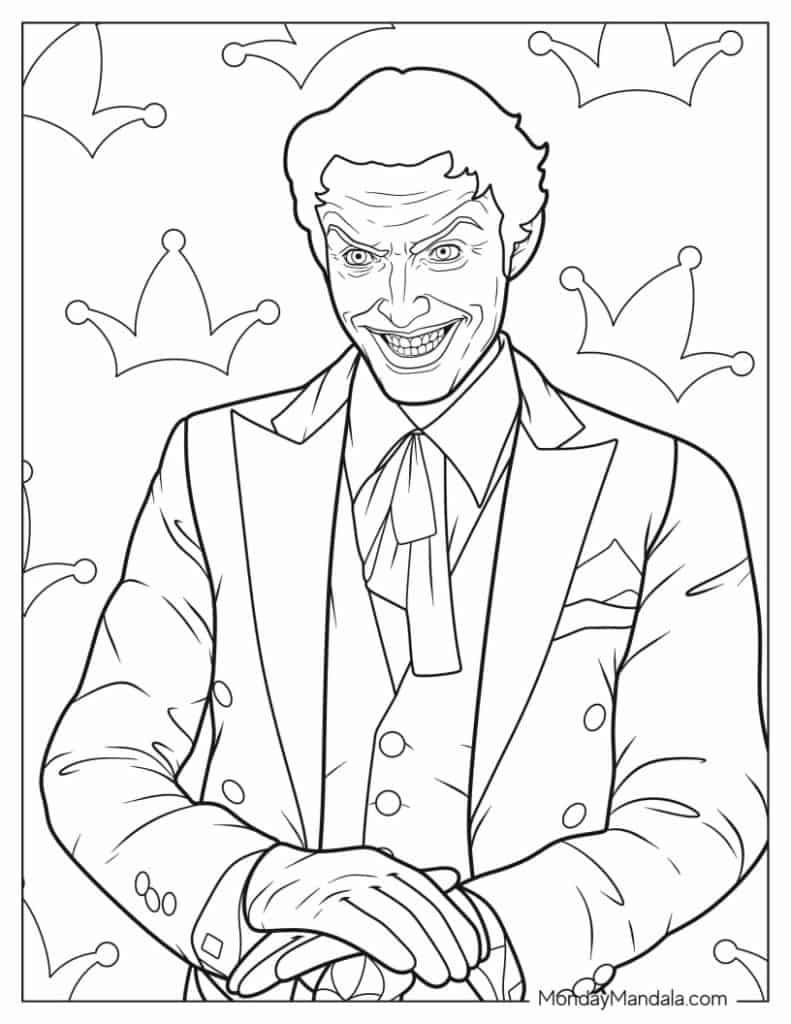 Joker coloring pages free pdf printables