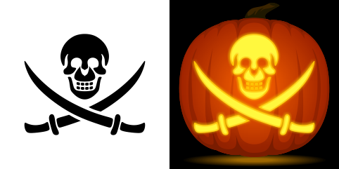 Free jolly roger pumpkin stencil