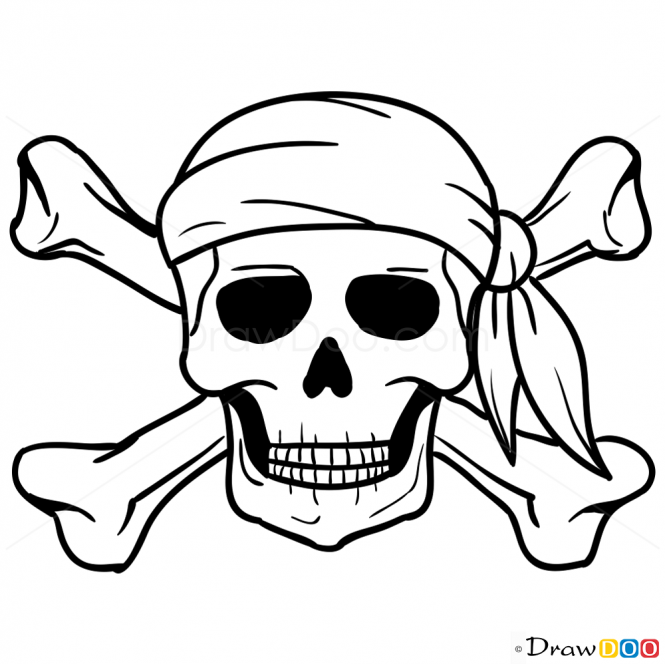 How to draw jolly roger pirates