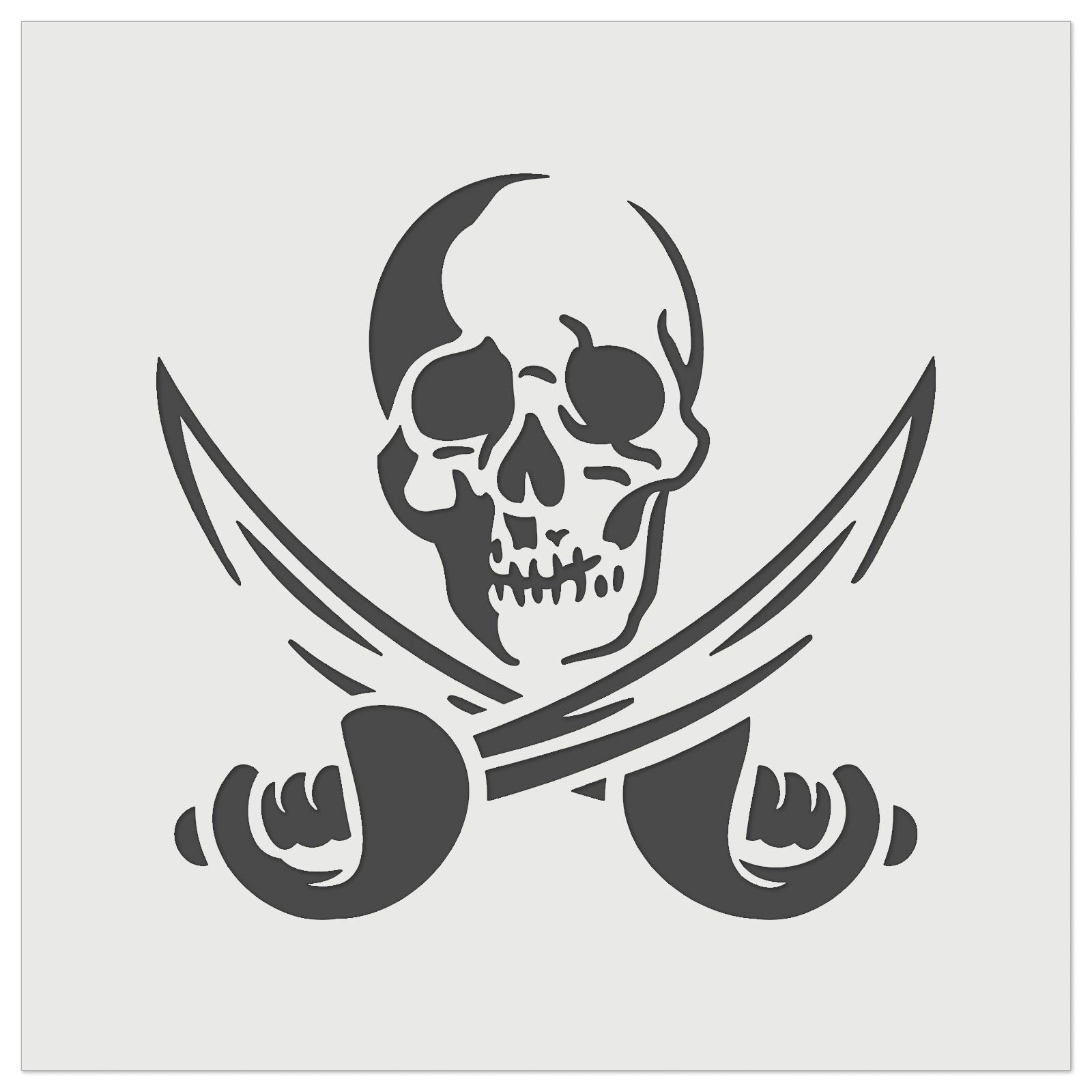 Pirate skull and swords jolly roger wall cookie diy craft reusable stencil