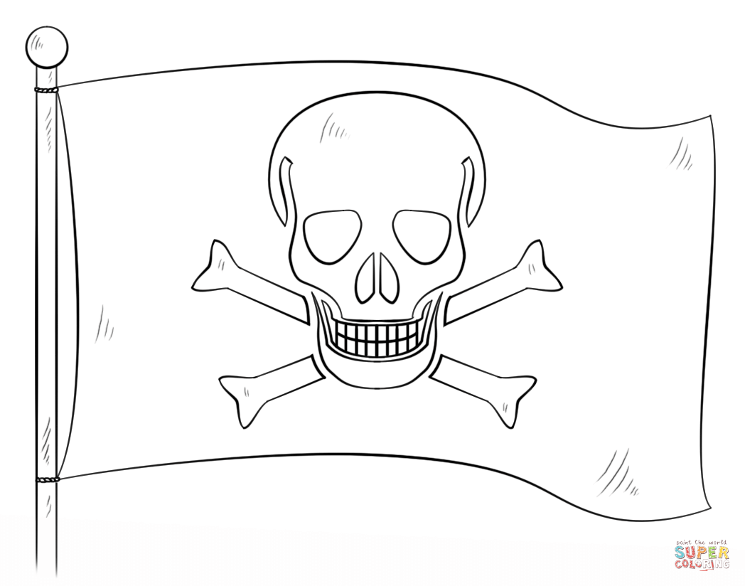 Jolly roger pirate flag coloring page free printable coloring pages