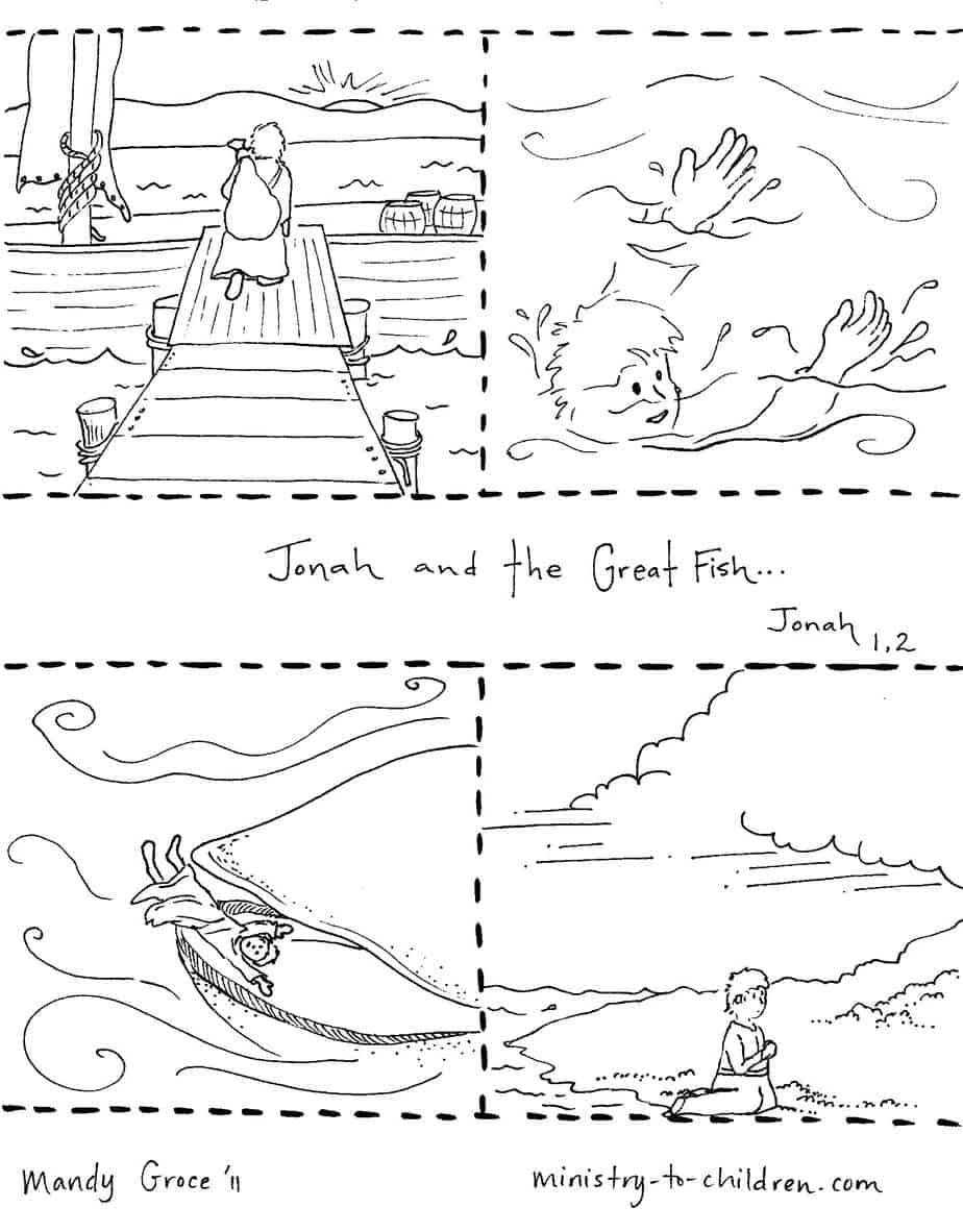 Jonah and the whale coloring pages