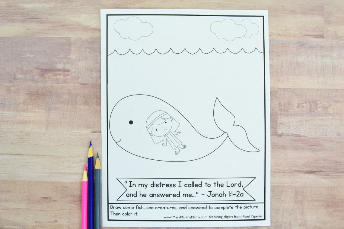 Jonah and the whale coloring page free printable â mary martha mama