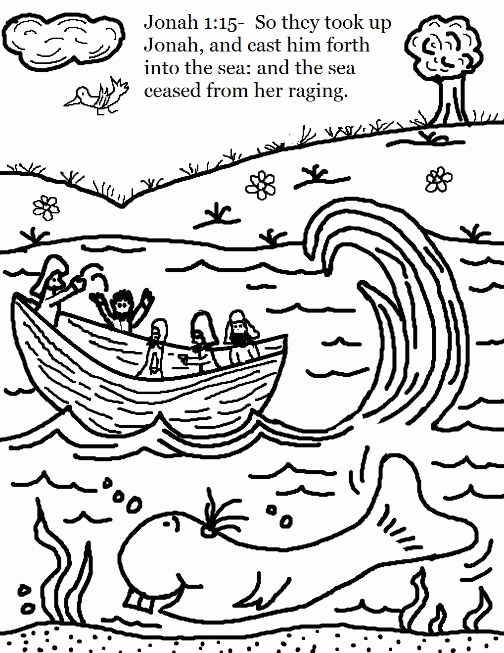 Jonah and the whale coloring pages off