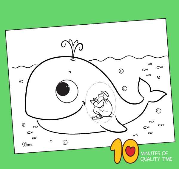 Jonah and the great fish coloring page â minutes of quality time