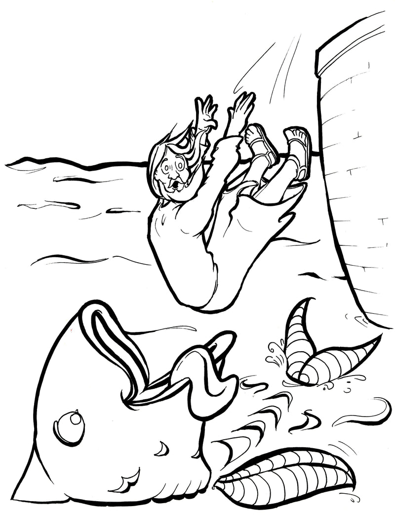 Jonah and the whale coloring page