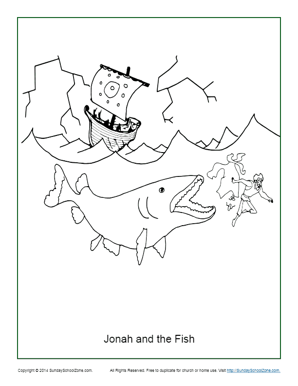 Jonah and the fish coloring page