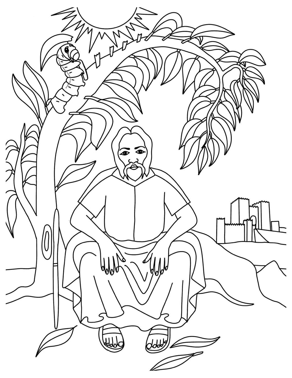 Jonah and the worm coloring page