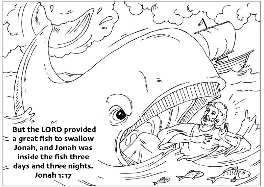 Jonah and the whale coloring page