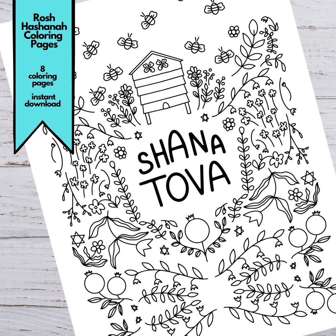 Rosj hasjana kleurboek afdrukbare kleurpaginas pdf instant download ll joodse feestdagen set