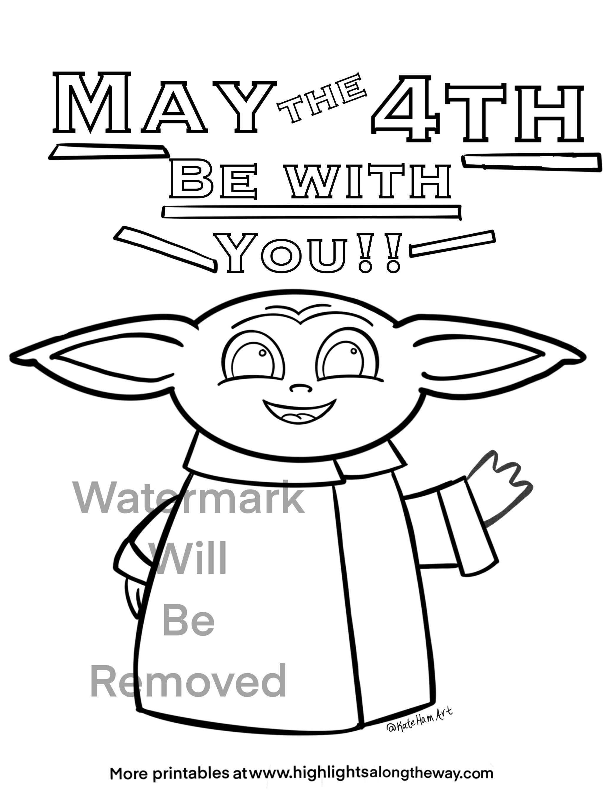 May the th be with you baby yoda coloring sheet instant download printbaar homeschool leraar star wars day curriculum