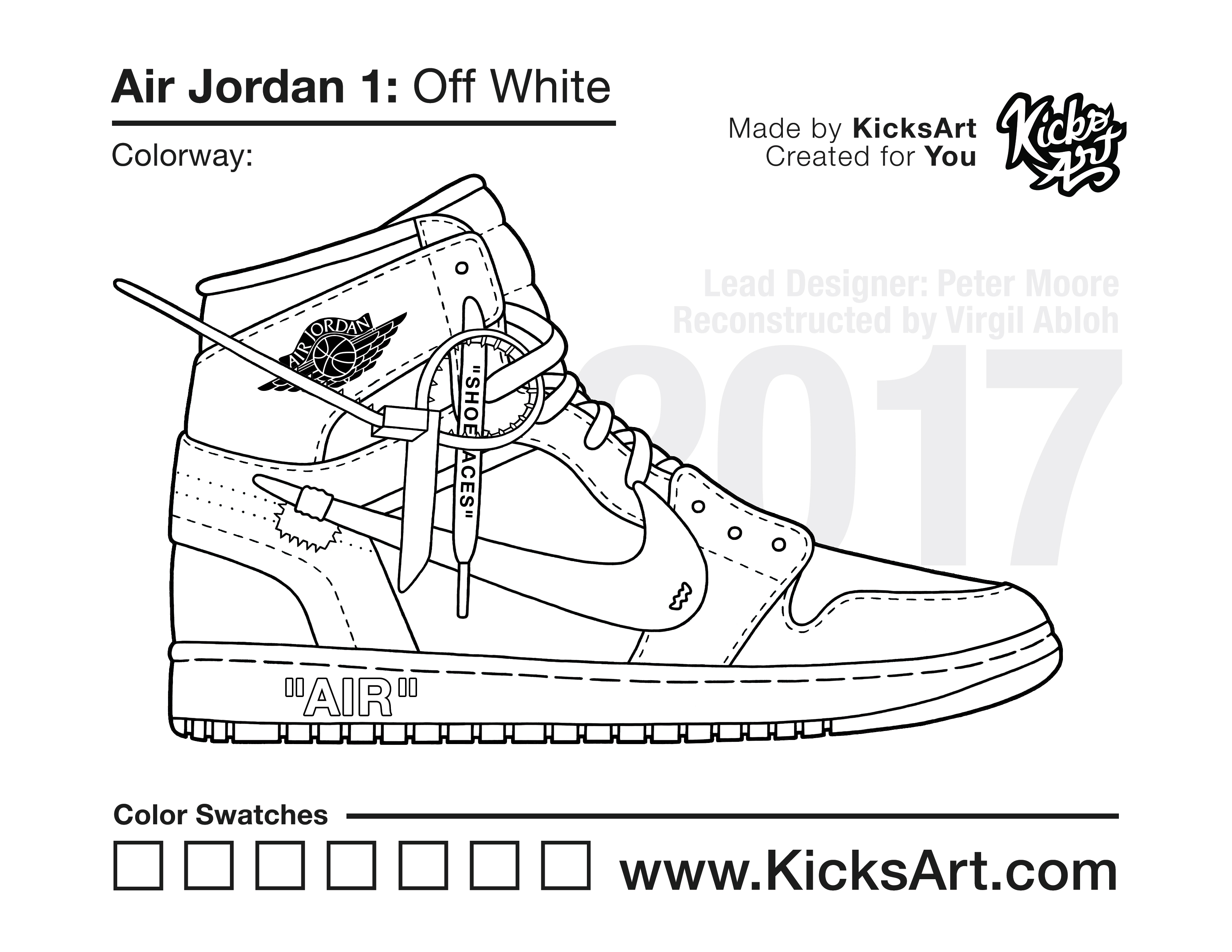 Air jordan off white coloring pages