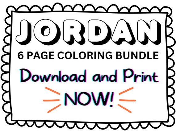 Jordan coloring page printable name coloring page custom coloring personalized gift colouring page kids name sheet instant download