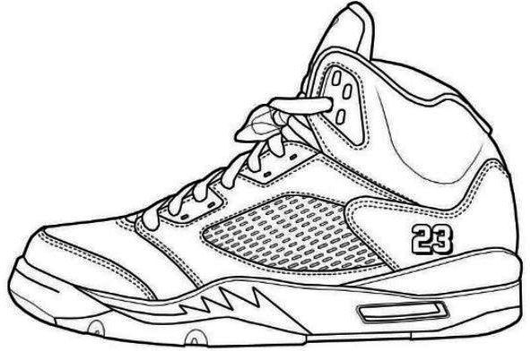 Air jordan shoes coloring pages to learn drawing outlines