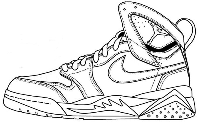 Air jordan shoes coloring pages to learn drawing outlines