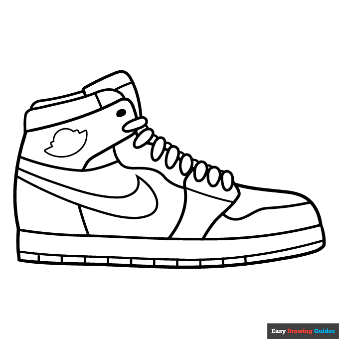 Jordan shoe coloring page easy drawing guides