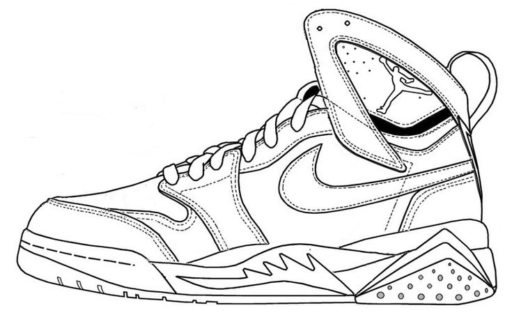 Nike shoes coloring and sketch drawing pages