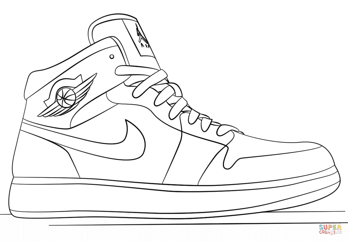 Nike jordan sneakers coloring page free printable coloring pages