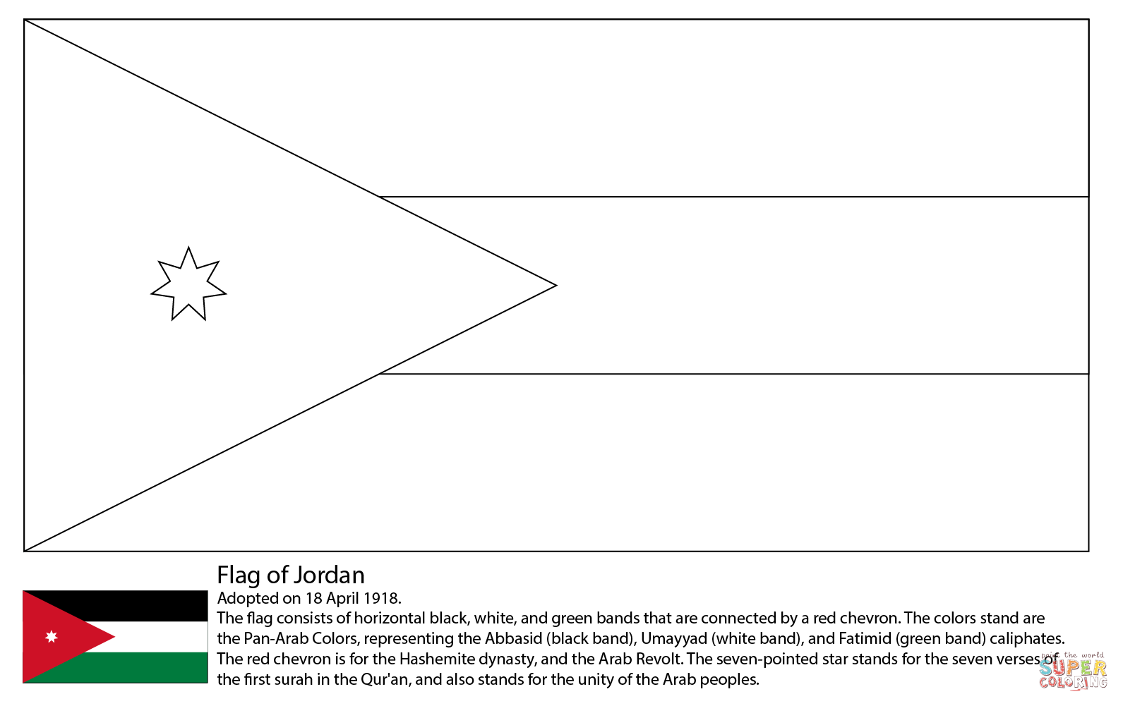 Flag of jordan coloring page free printable coloring pages