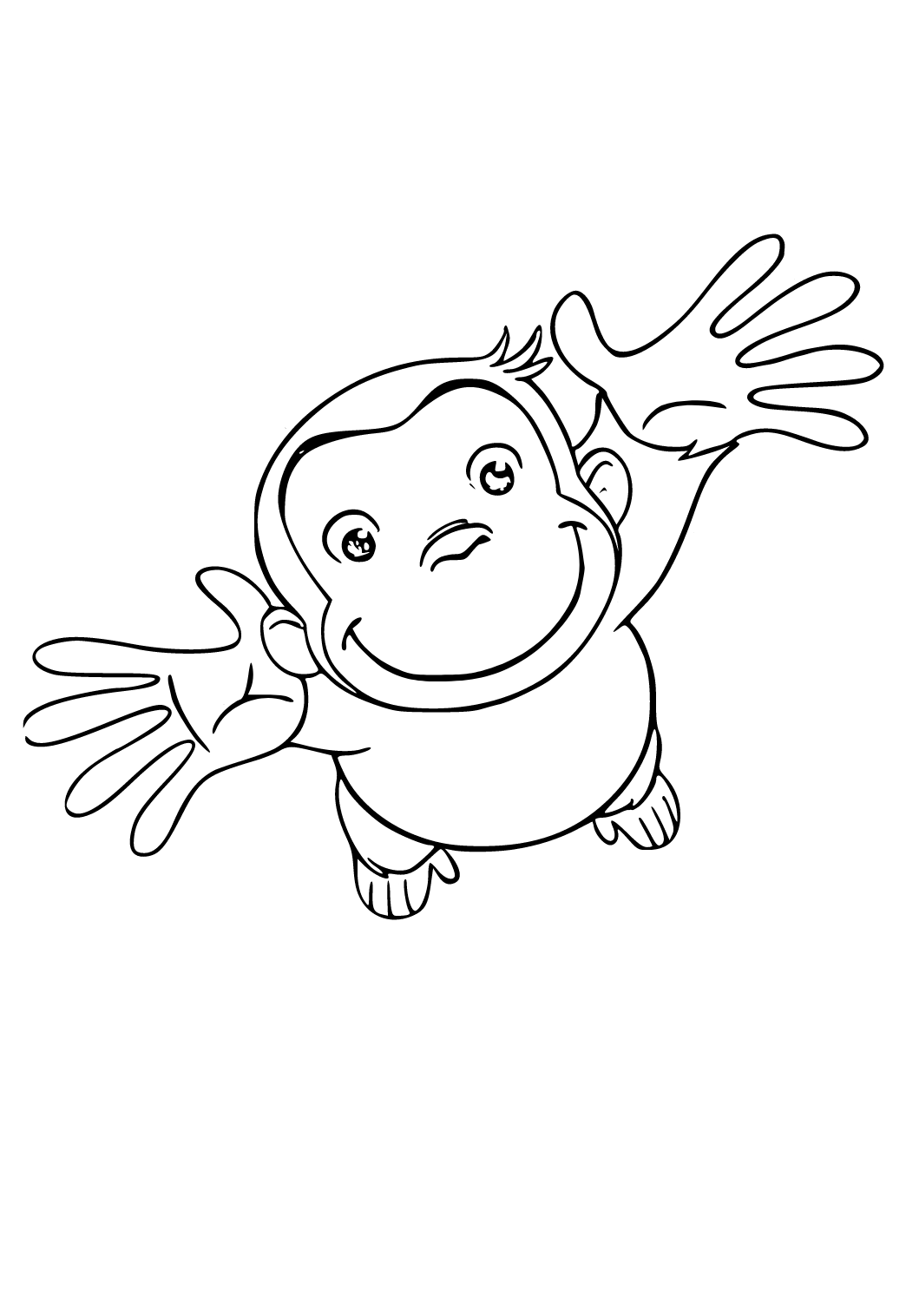 Free printable curious george smile coloring page for adults and kids