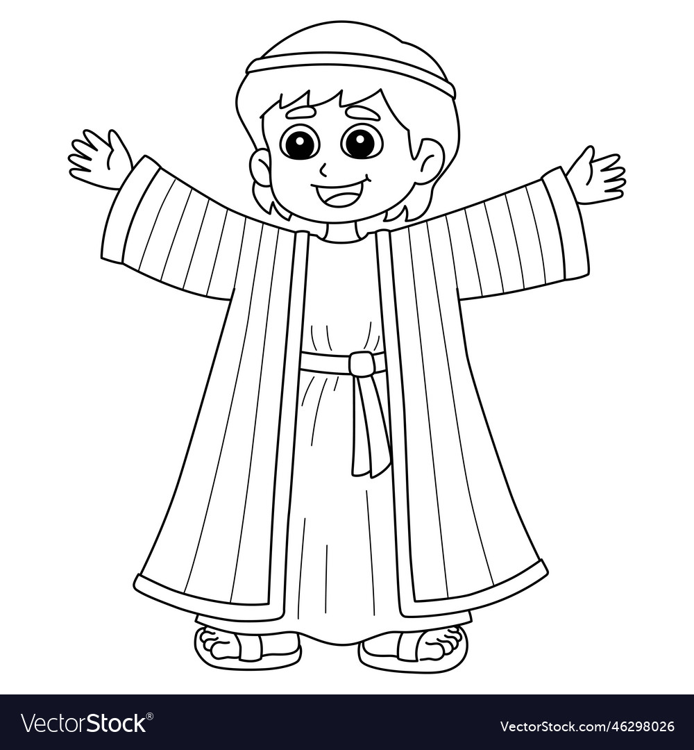 Joseph and the coat isolated coloring page vector image