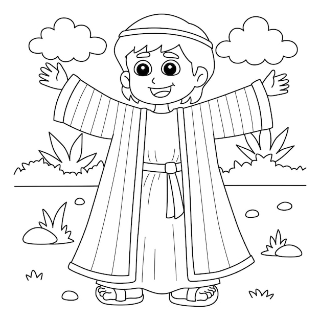 Premium vector christian joseph coloring page for kids