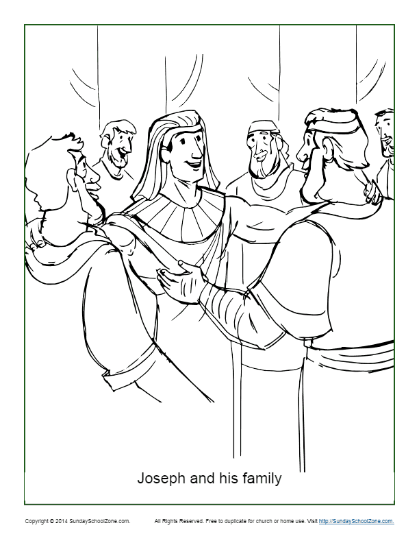 Joseph and his family coloring page on sunday school zone