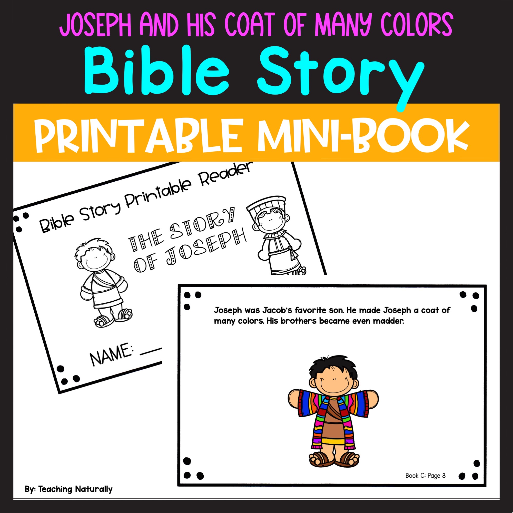 Joseph and his coat of many colors printable bible mini