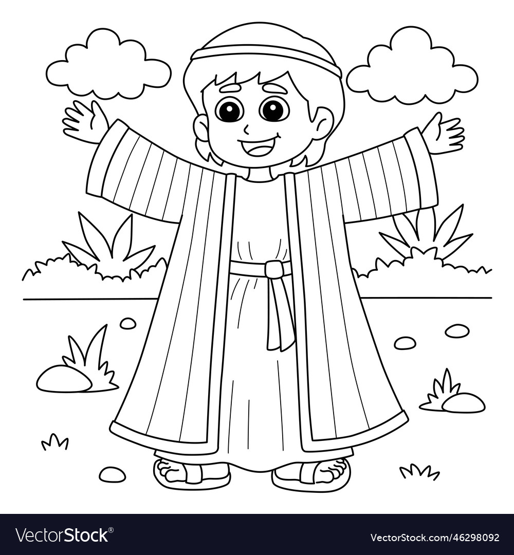Christian joseph coloring page for kids royalty free vector