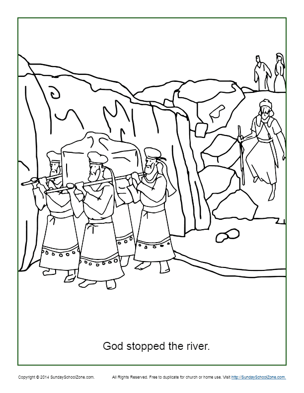 God stopped the river coloring page on sunday school zone