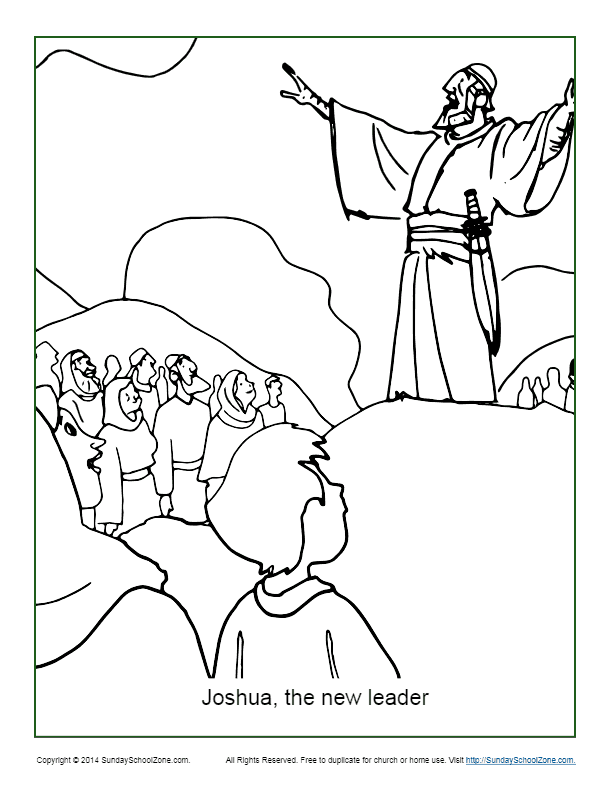 Joshua the new leader coloring page on sunday school zone