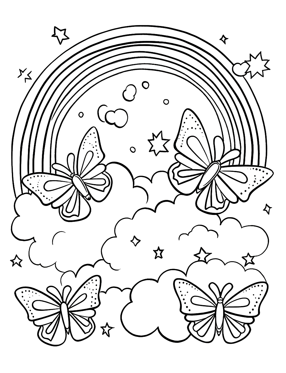 Free rainbow coloring pages for kids printables printable coloring book butterfly coloring page cute coloring pages