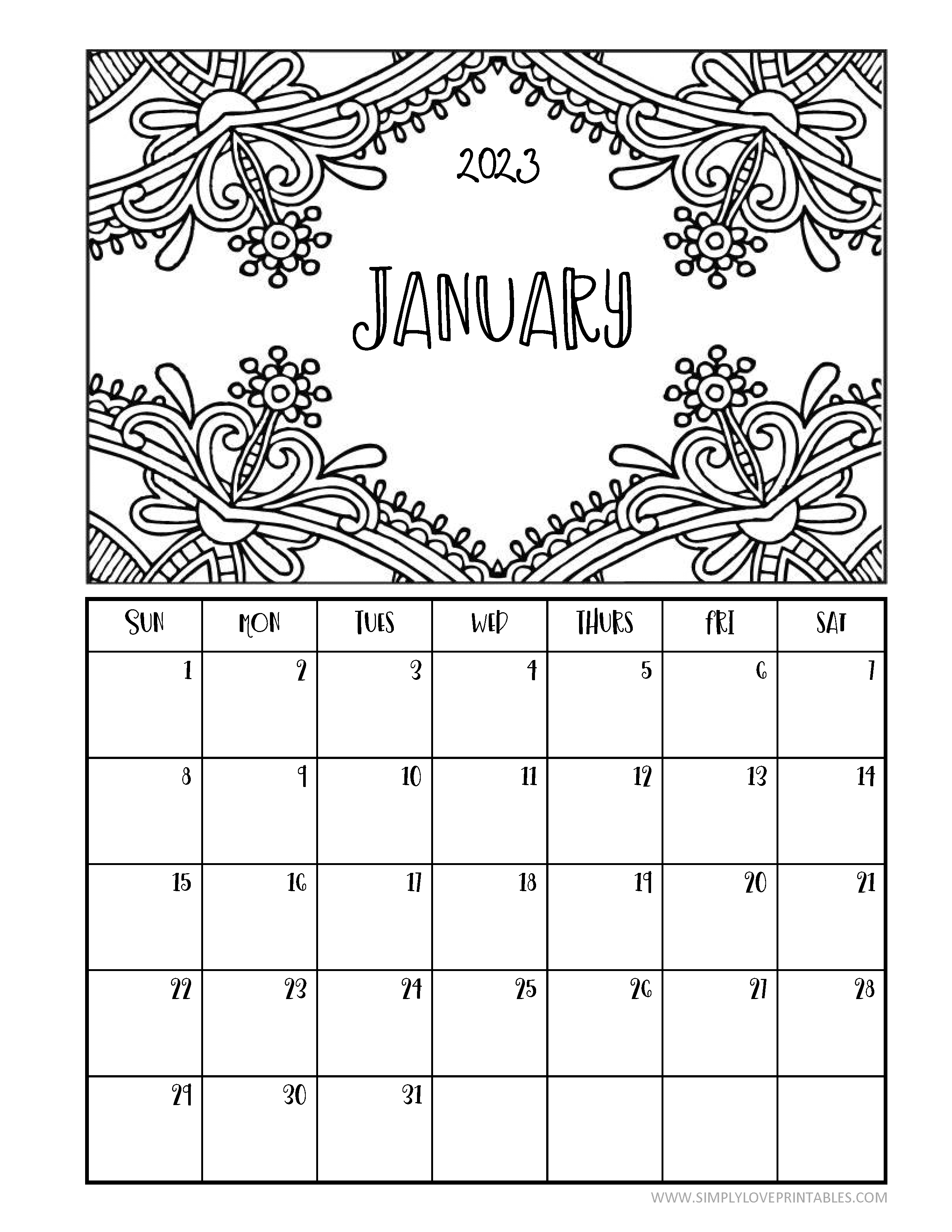 Printable coloring calendars for simply love printables