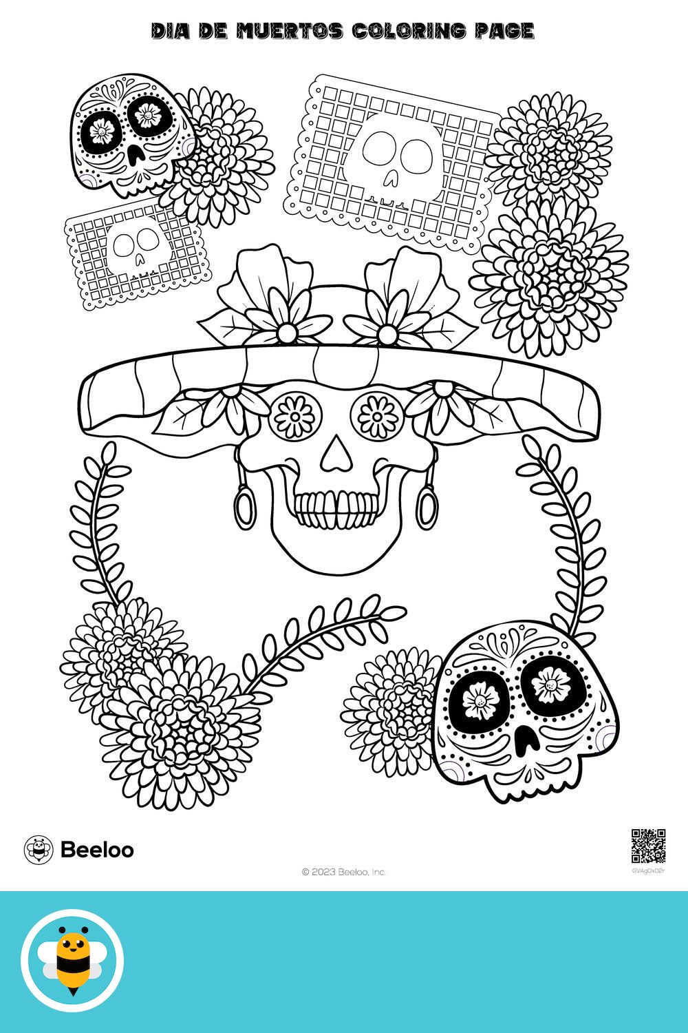 Dia de muertos coloring page in printable crafts dia de muertos coloring pages