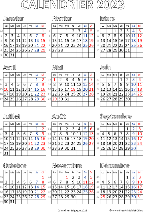 Calendrier belgique pdf gratuit pdf imprimable