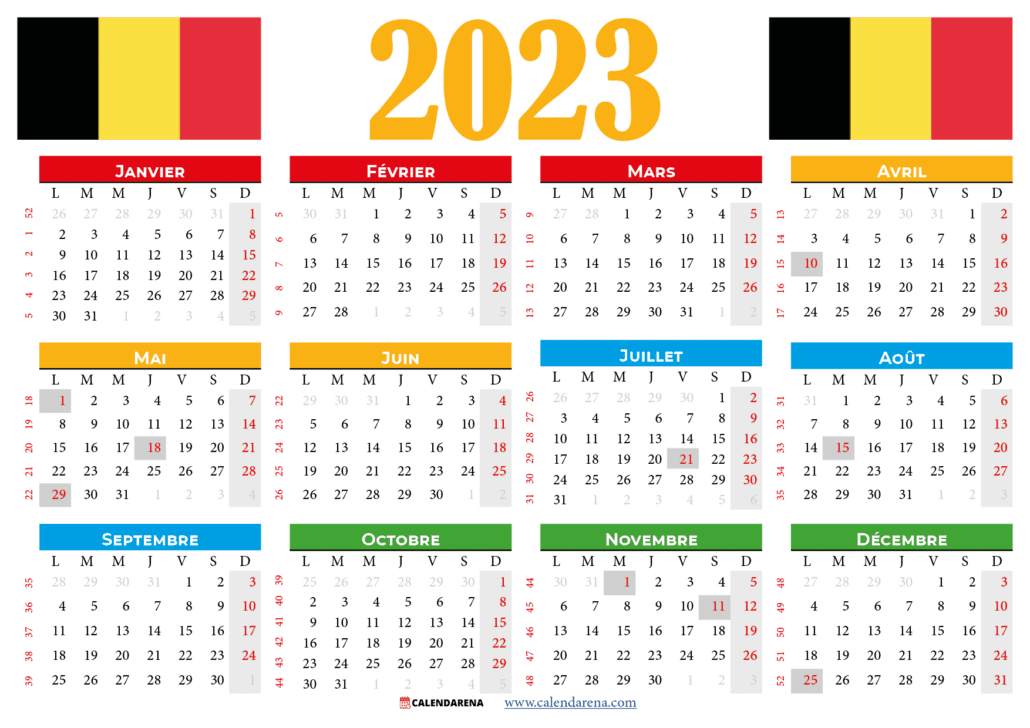 Calendrier ã imprimer belgique gratuitement