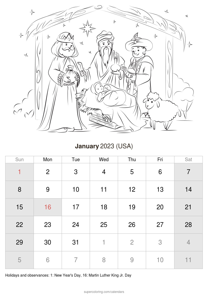 January calendar