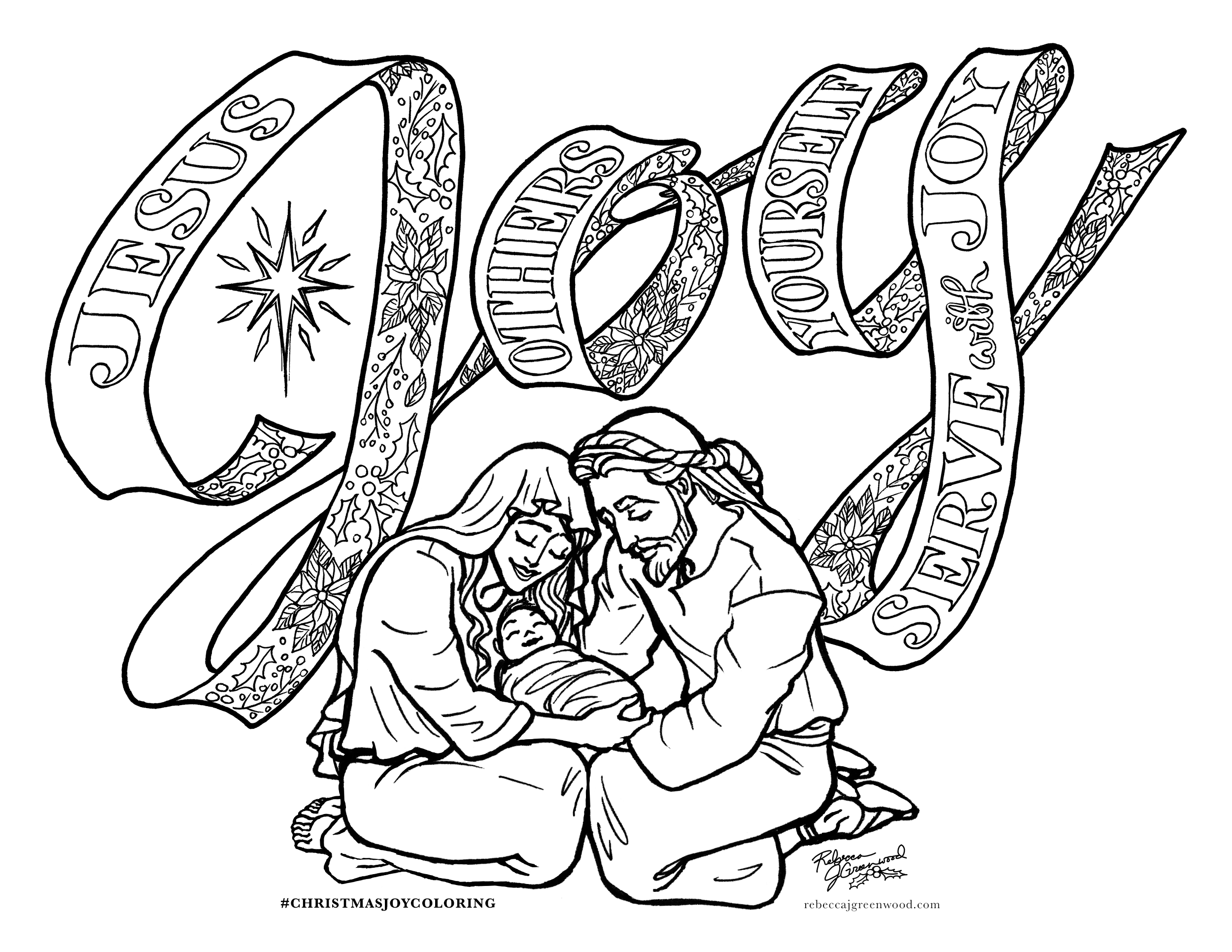 Free christmas coloring page christmasjoycoloring â rebecca j greenwood