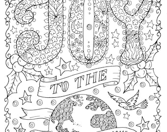 Joy to the world printable coloring page church christian coloring book coloring pages digital coloring download now