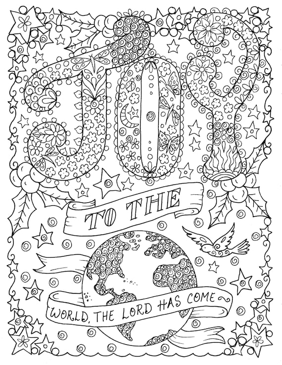 Joy to the world printable coloring page church christian coloring book coloring pages digital coloring