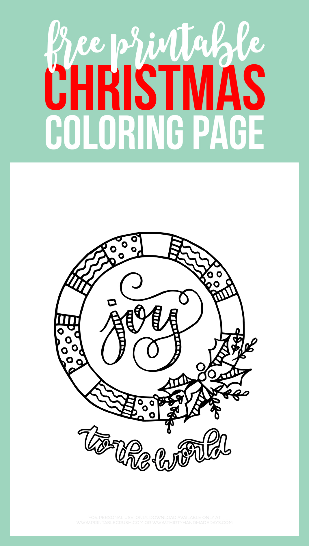 Free joy to the world christmas coloring page