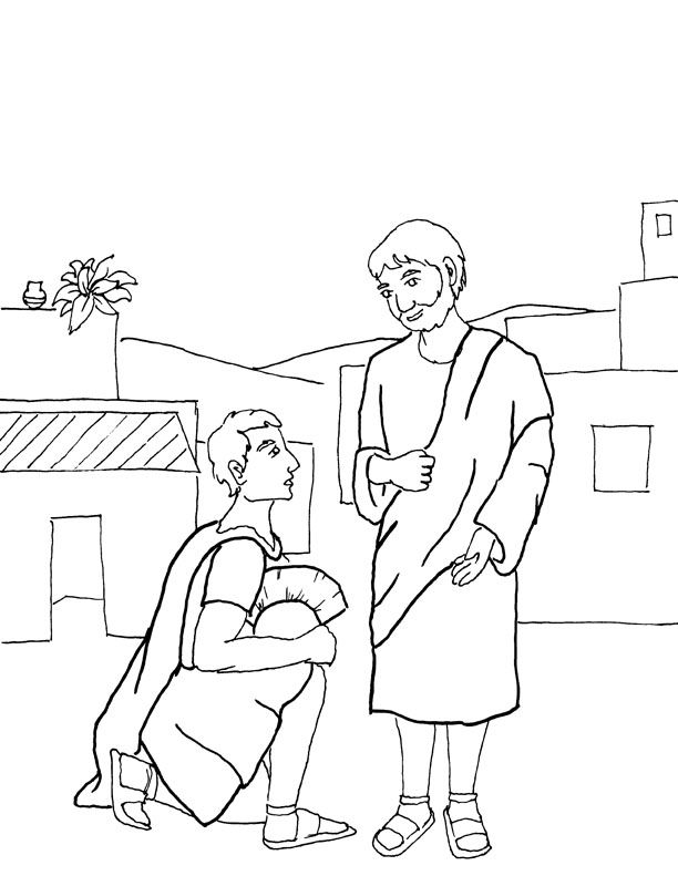 Coloring page for roman centurion asking jesus to heal servant sunday school preschool sunday school coloring pages sunday school activities